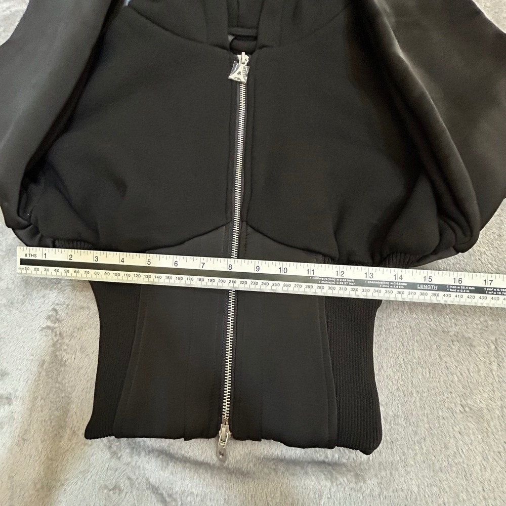 Manière De Voir Brune Corset Zip Hoodie Womens US 2 Black Satin NWT - Picture 14 of 16